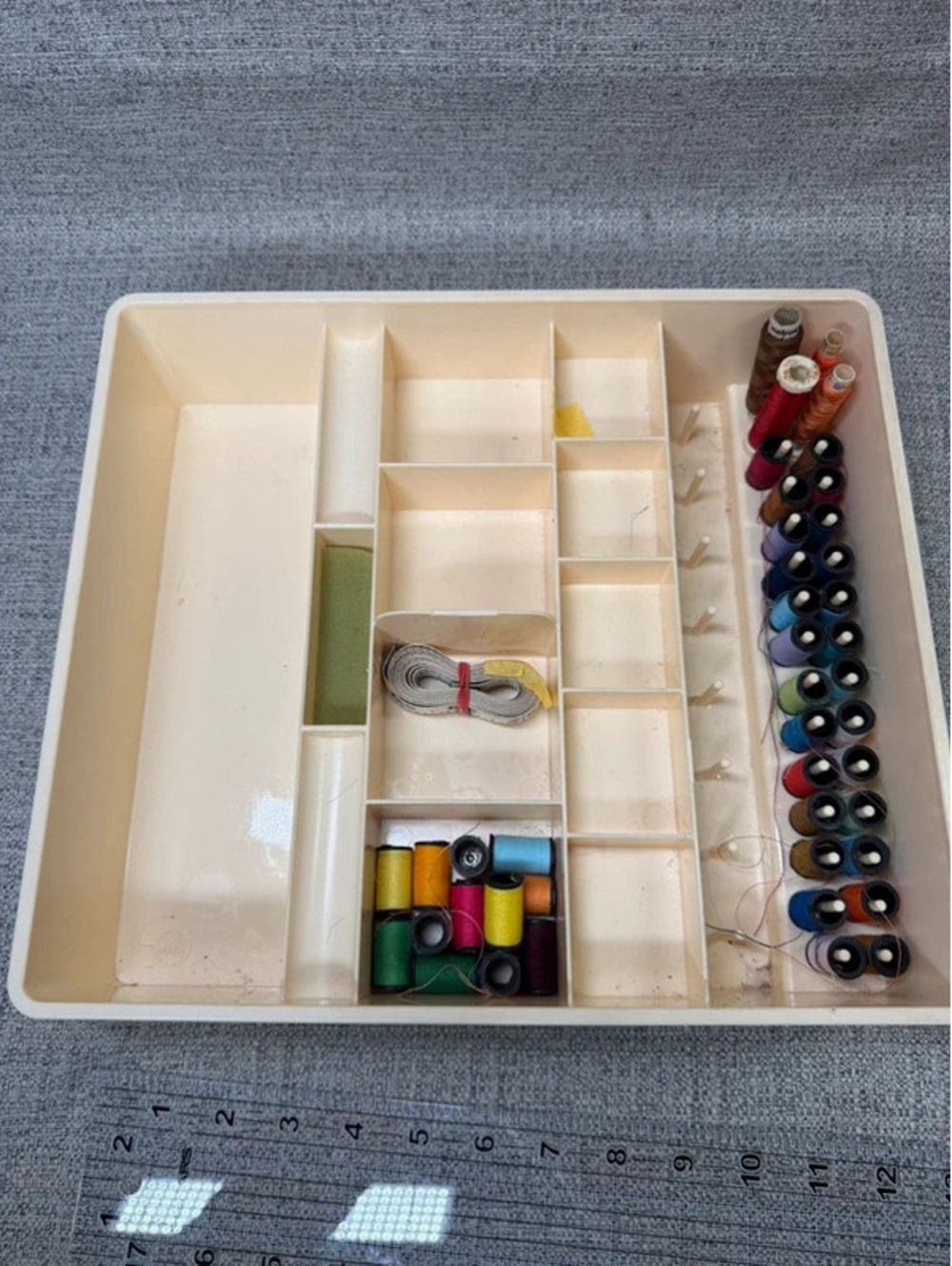 Vintage Sewing Organizer Tray Thread Spool Holder Notions Storage Insert